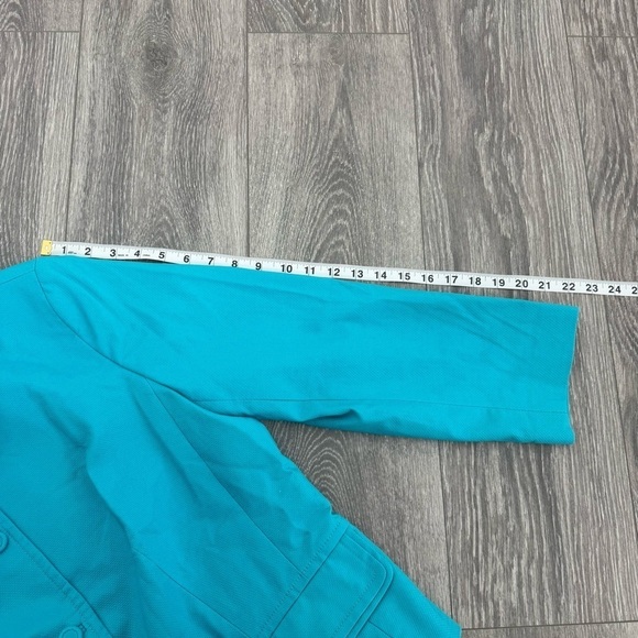 NWOT Talbots Women’s Cotton Turquoise Blazer 3 buttons Vintage Size 16 - Picture 9 of 10